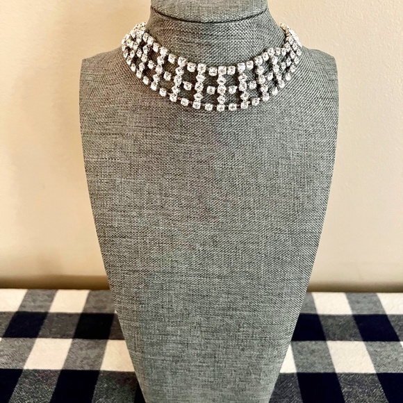 NIB Vintage Ivana Rhinestone Choker Necklace & Matching Earrings - Picture 3 of 8